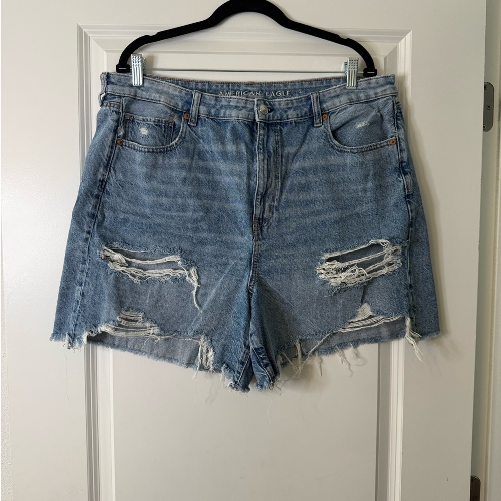 American Eagle Outfitters Blue Distressed Jean Shorts